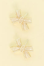 Jeweled Short Tail Bow Ribbon Earrings | Mixtshop LLC