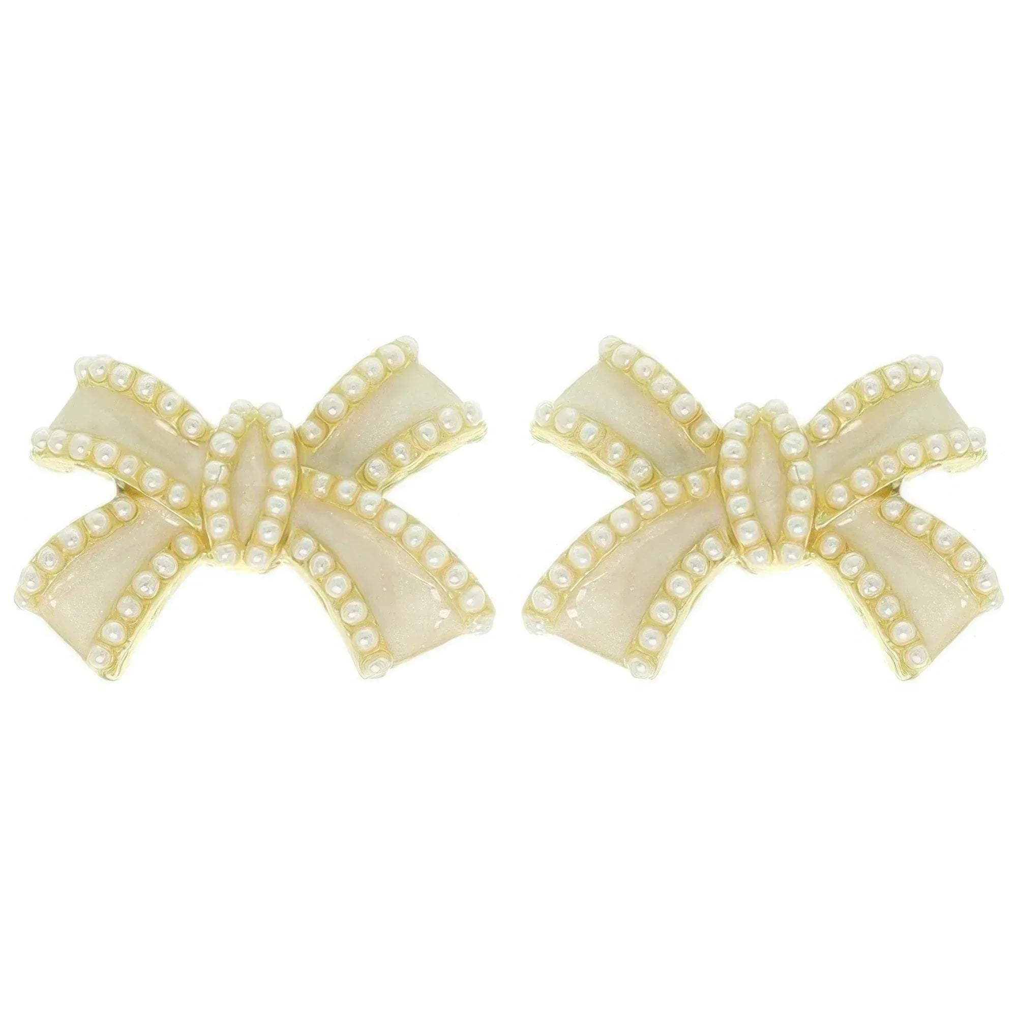 Jeweled Short Tail Bow Ribbon Earrings Secondary image