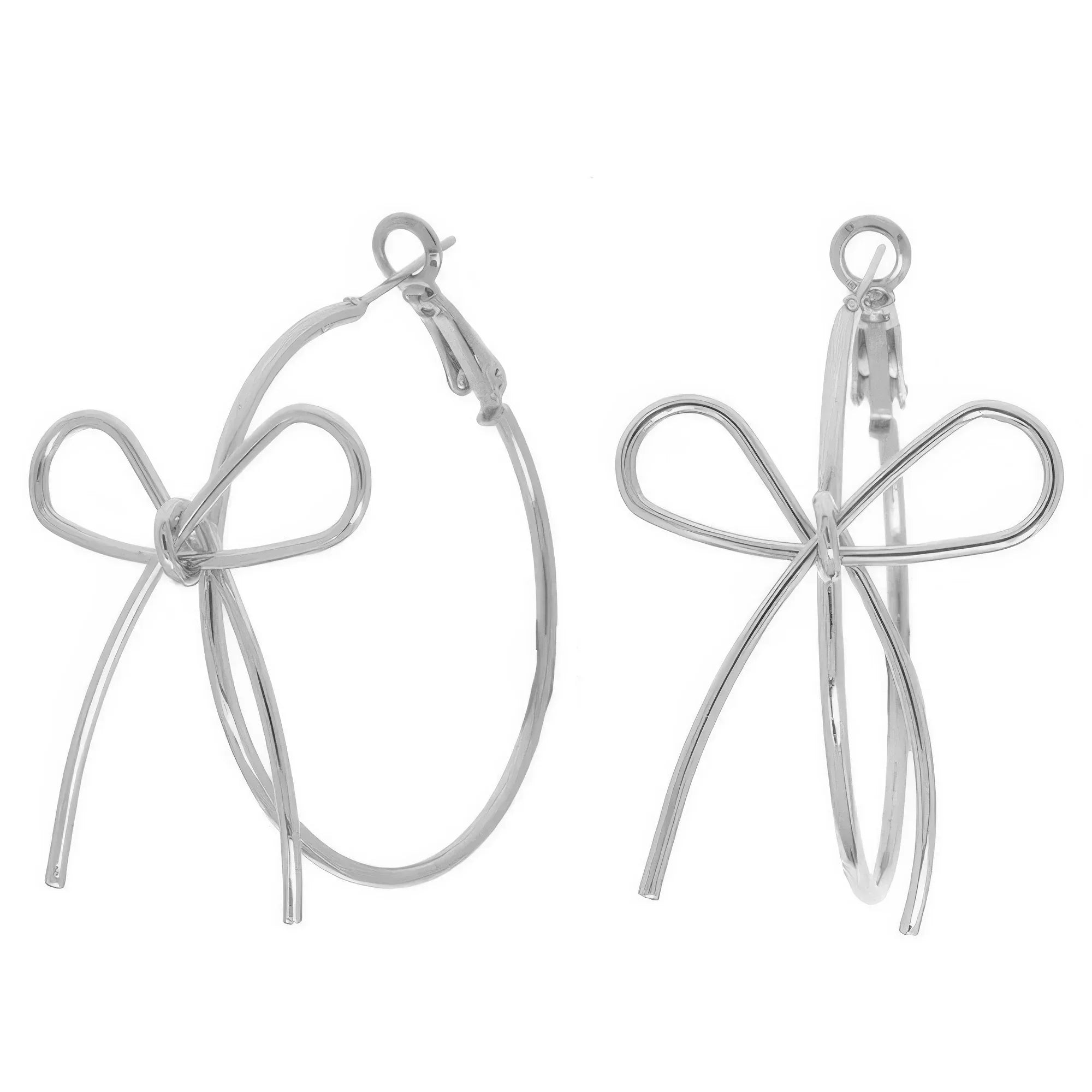 Polish Open Bow Wire Hoop Earrings Secondary image