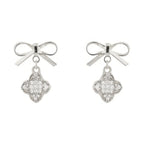 Bow With Clover Post Dangle Earrings | Mixtshop LLC