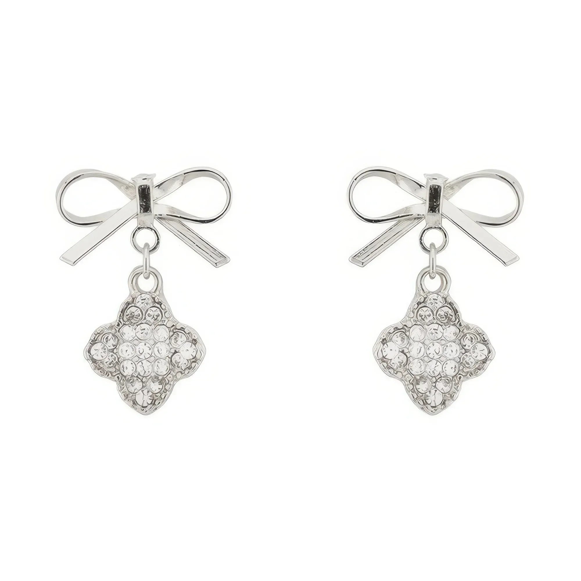 Bow With Clover Post Dangle Earrings | Mixtshop LLC