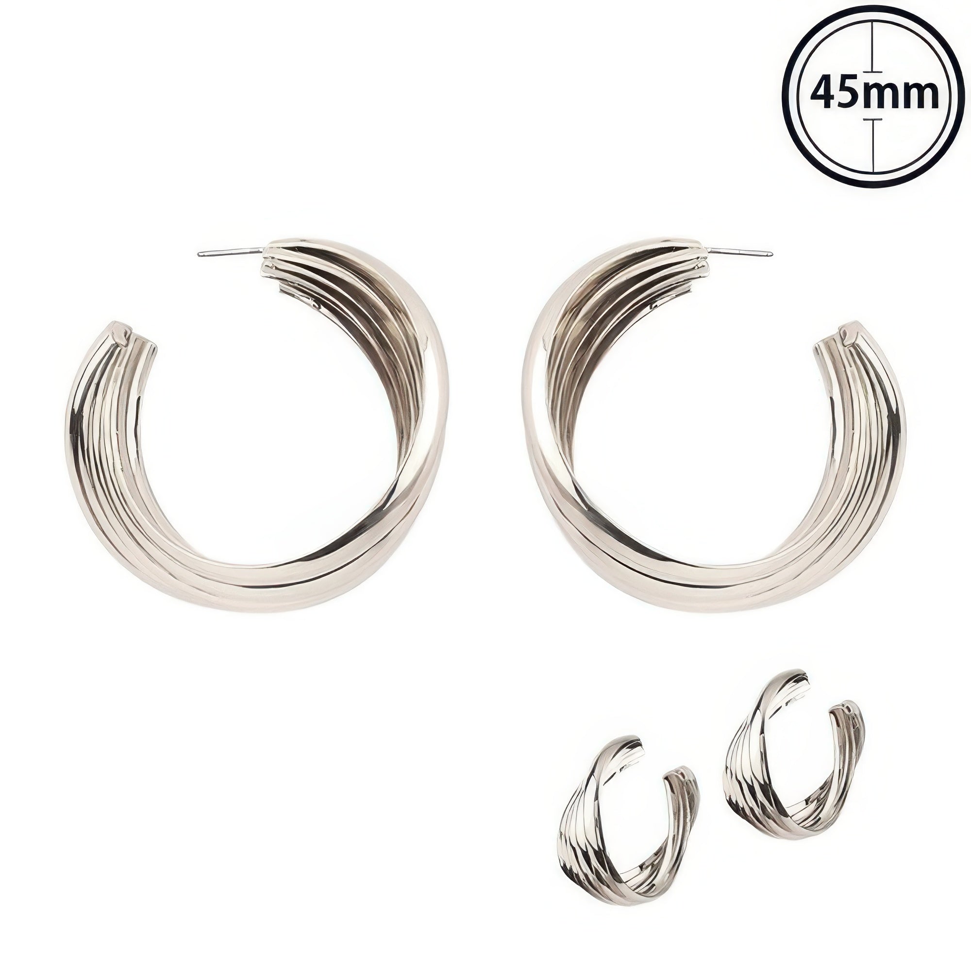 Flash-plated Twisted Bedded Hoop Earrings Secondary image