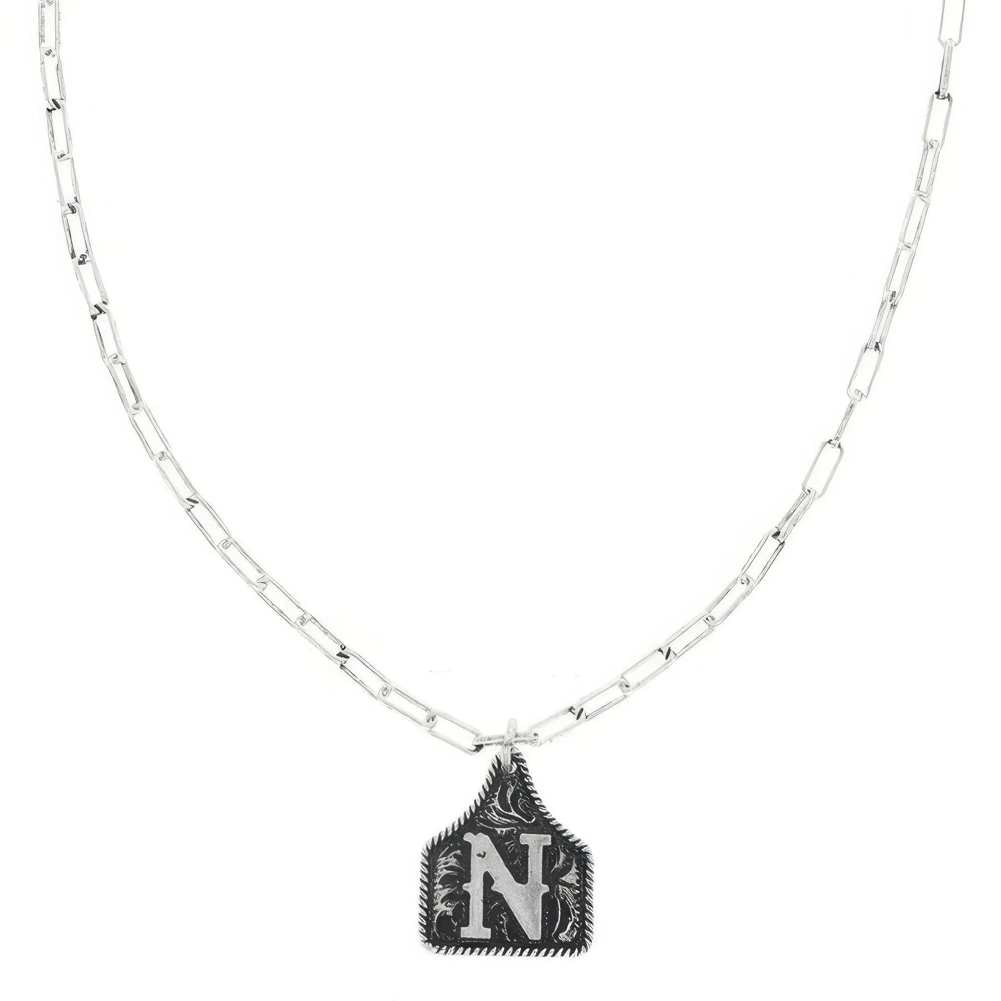 Western Initial Cattle Tag Necklace | Mixtshop LLC