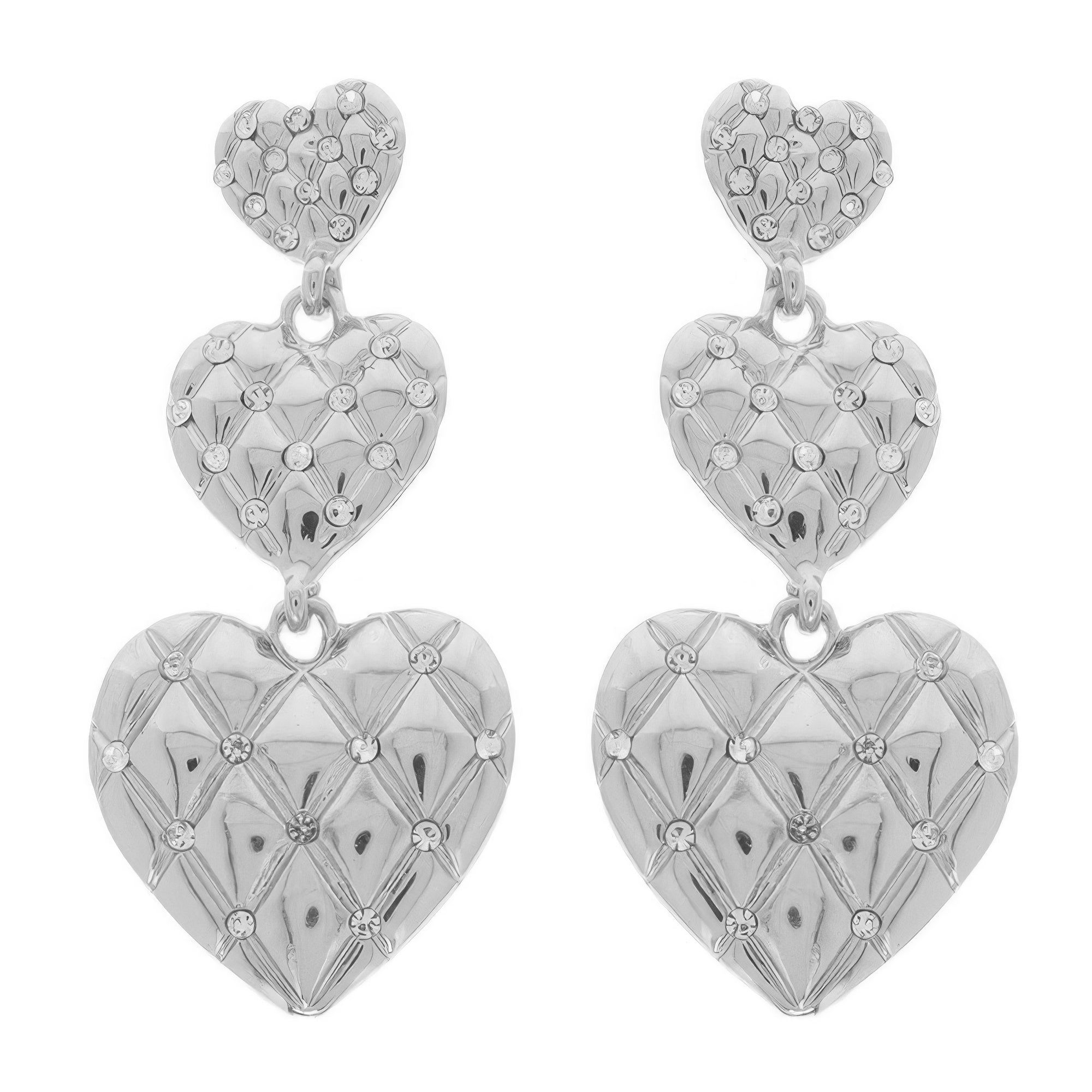 Diamond Pattern Heart Earrings Secondary image