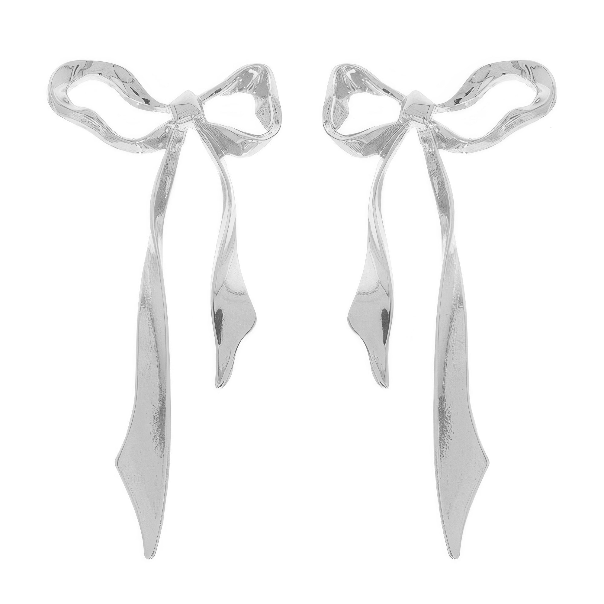 Polished Finish Bow Earrings Secondary image
