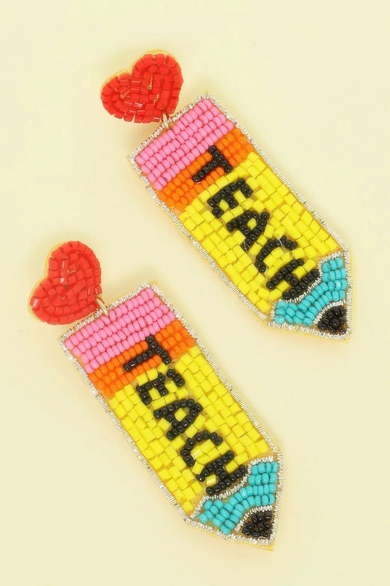 Heart Pencil Beaded Earrings | Mixtshop LLC