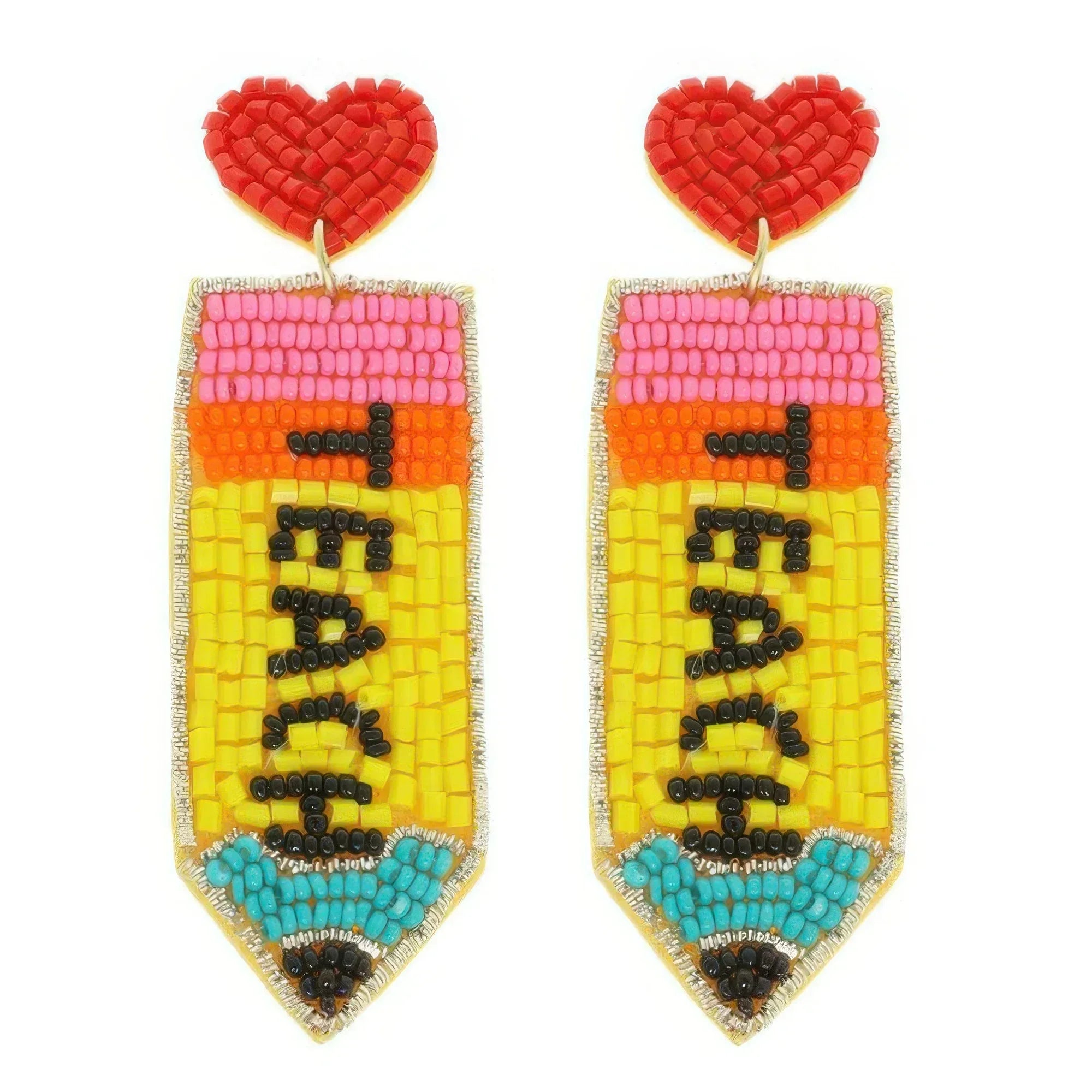 Heart Pencil Beaded Earrings | Mixtshop LLC