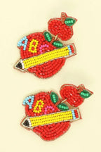 Teacher's Red Apple Beaded Earrings | Mixtshop LLC
