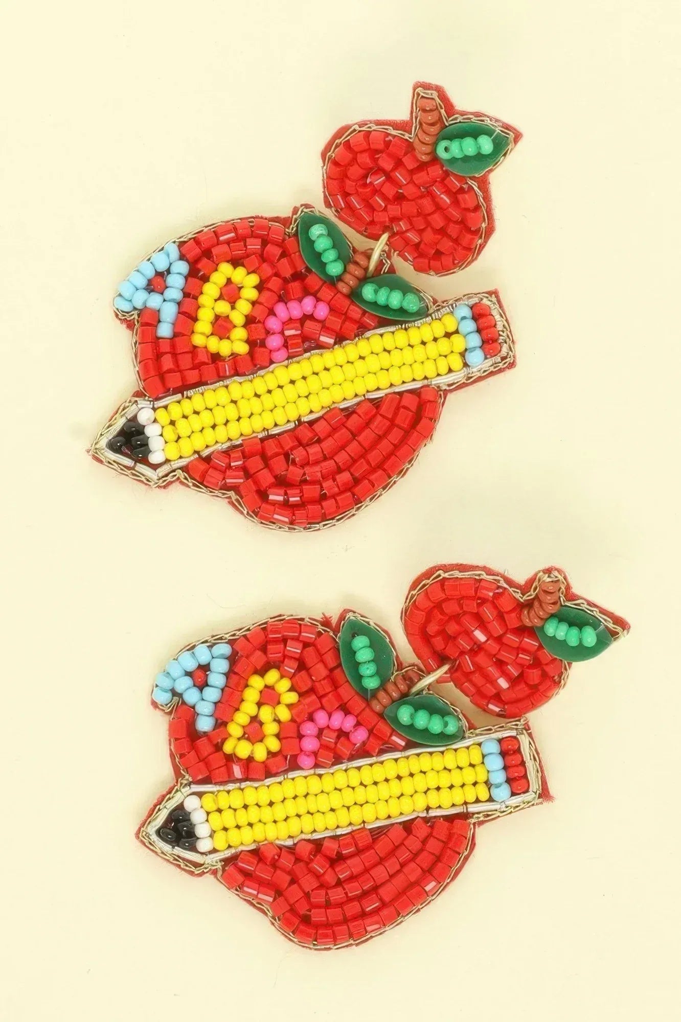 Teacher's Red Apple Beaded Earrings | Mixtshop LLC