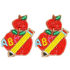 Teacher's Red Apple Beaded Earrings | Mixtshop LLC