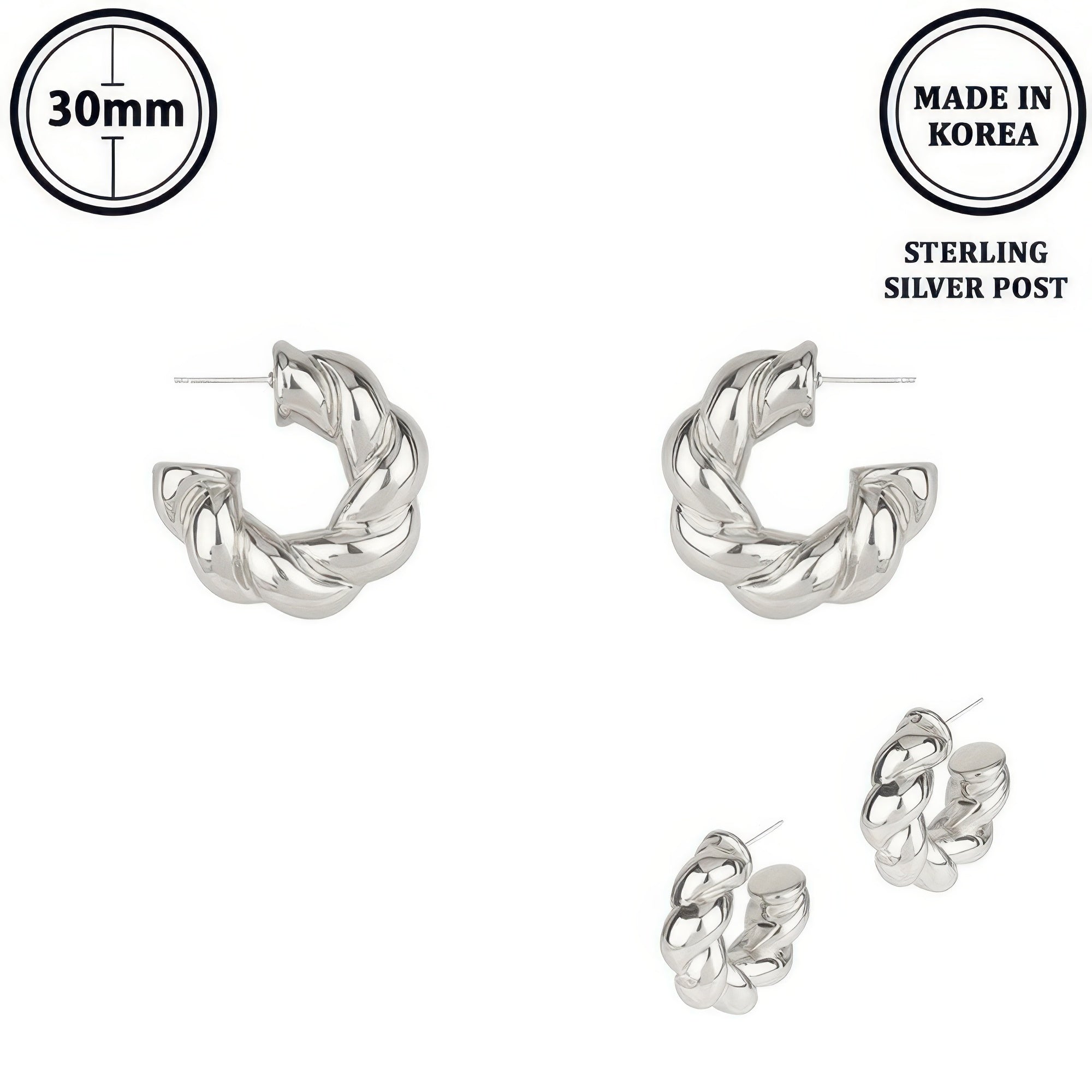 Flash-plated Twisted C-hoop Earrings Secondary image