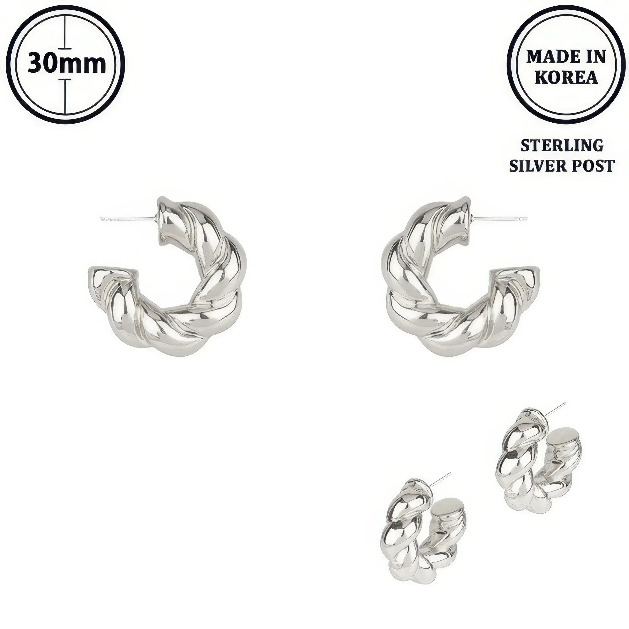 Flash-plated Twisted C-hoop Earrings | Mixtshop LLC