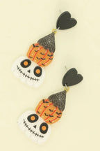 Halloween Skull And Pumpkin Post Dangle Earrings | Mixtshop LLC