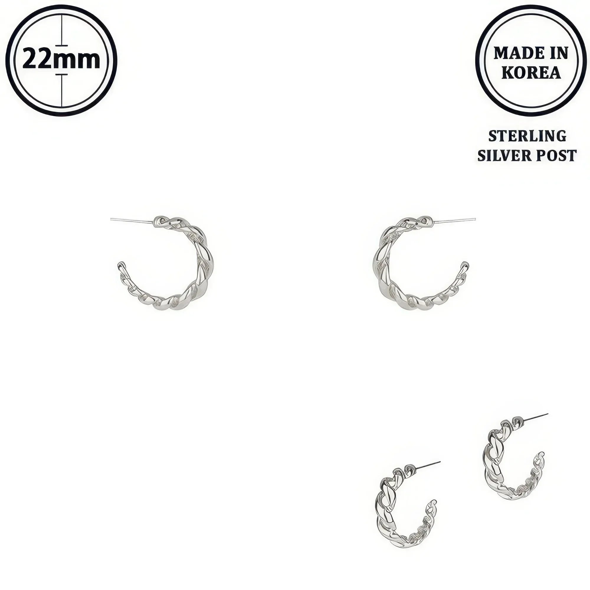 Flash-plated Twisted C-hoop Earrings | Mixtshop LLC