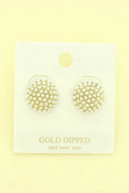 Gold Plated Pearl Pave Sphere Ball Earrings | Mixtshop LLC