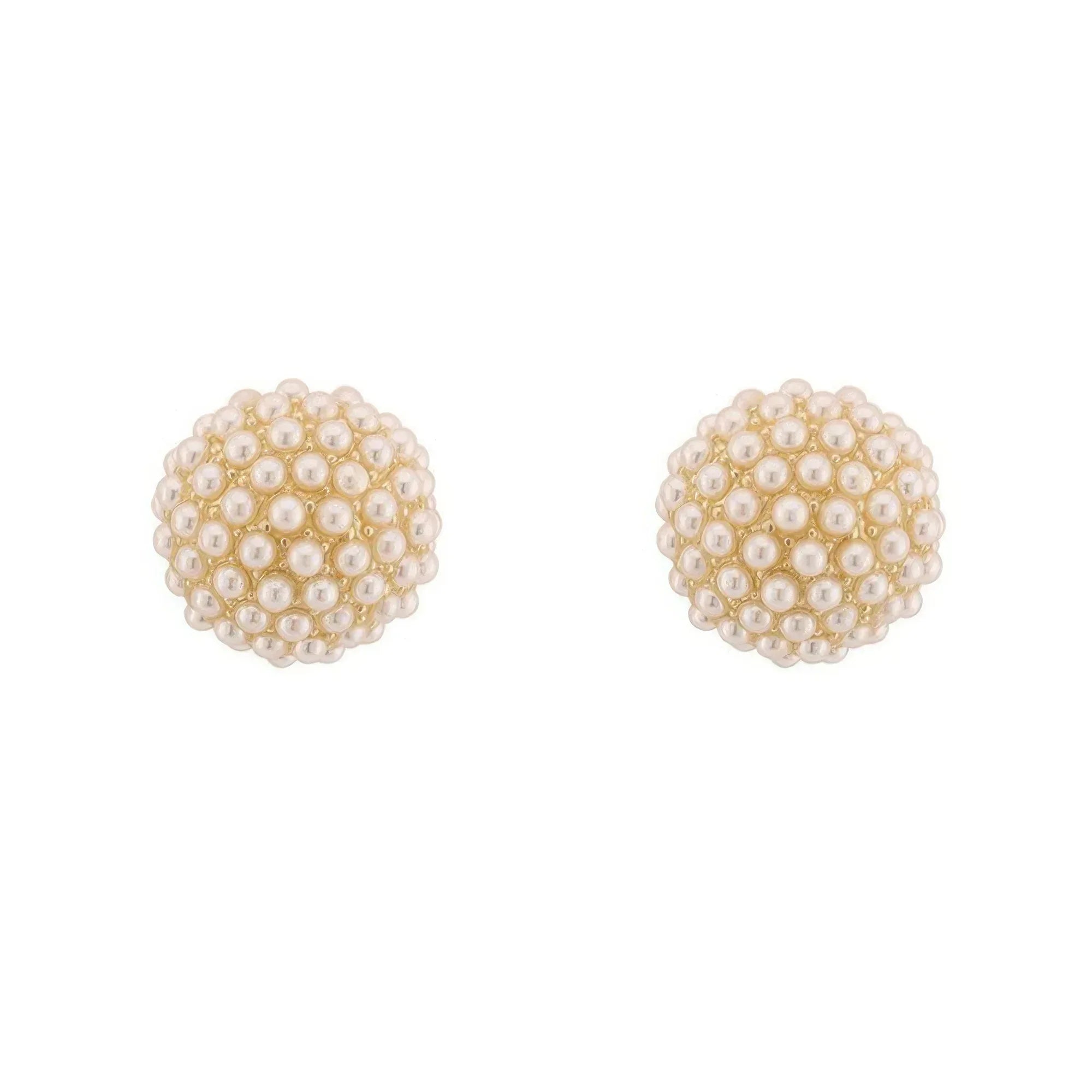 Gold Plated Pearl Pave Sphere Ball Earrings | Mixtshop LLC