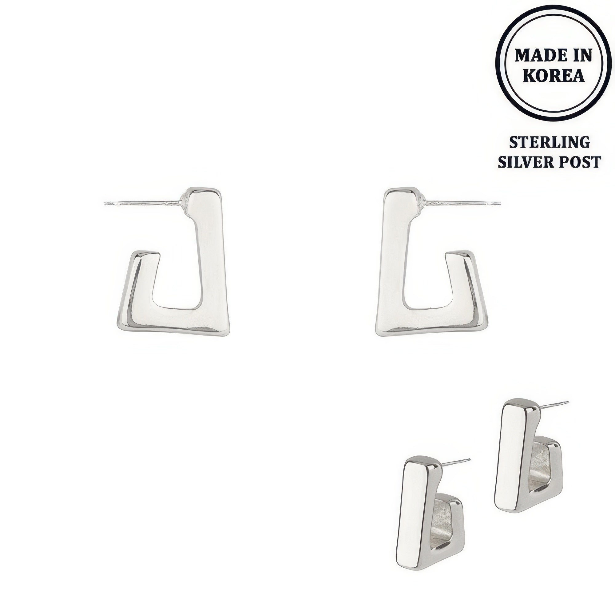 Flash-plated Open Square Hoop Earrings Secondary image