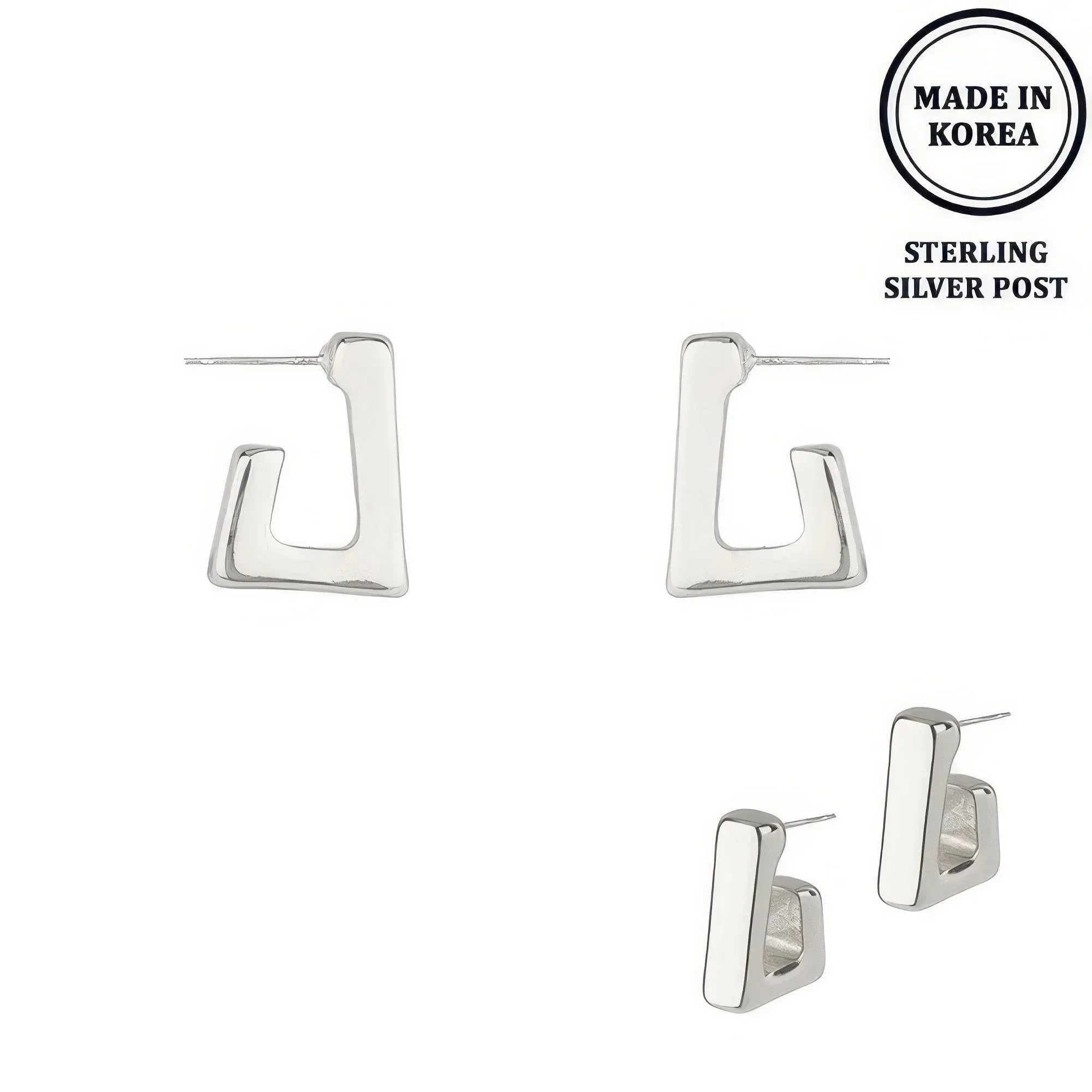 Flash-plated Open Square Hoop Earrings | Mixtshop LLC
