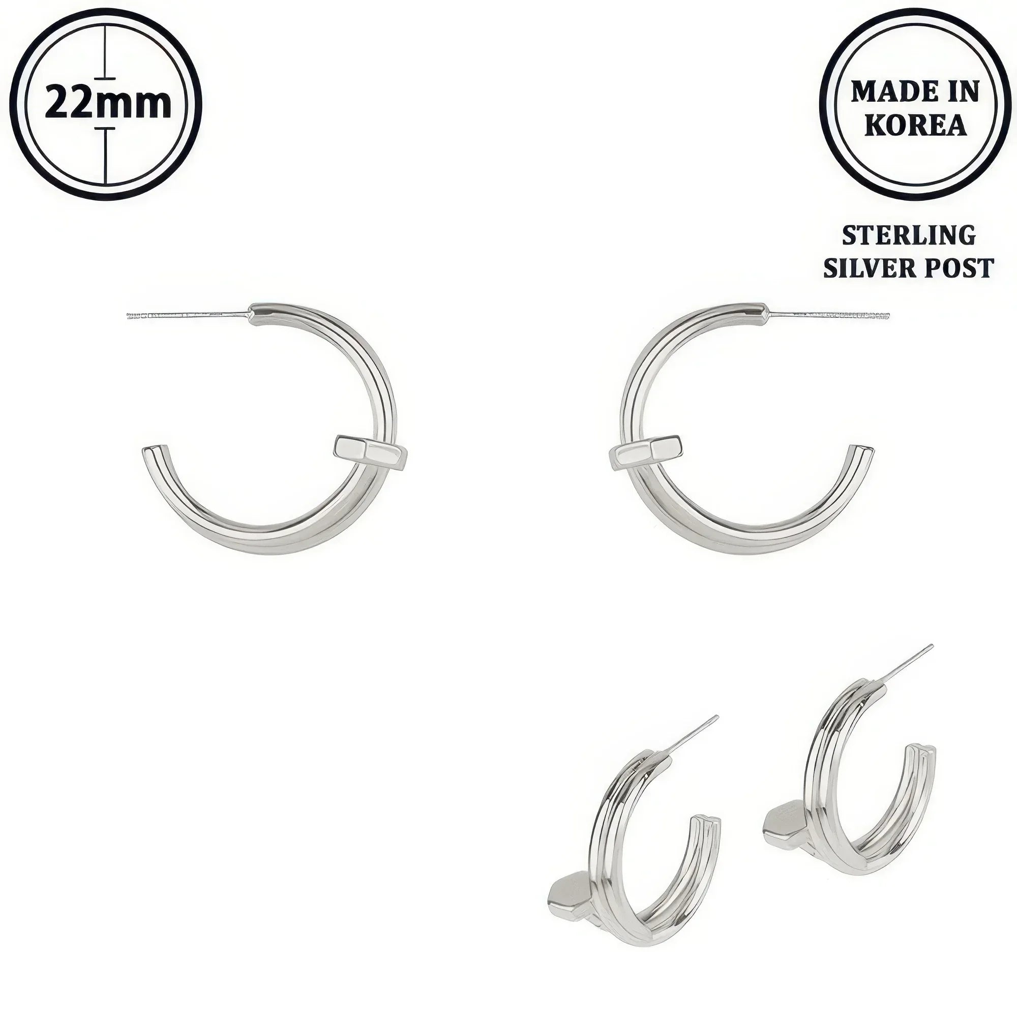 Flash-plated Lugged Open Hoop Earrings | Mixtshop LLC