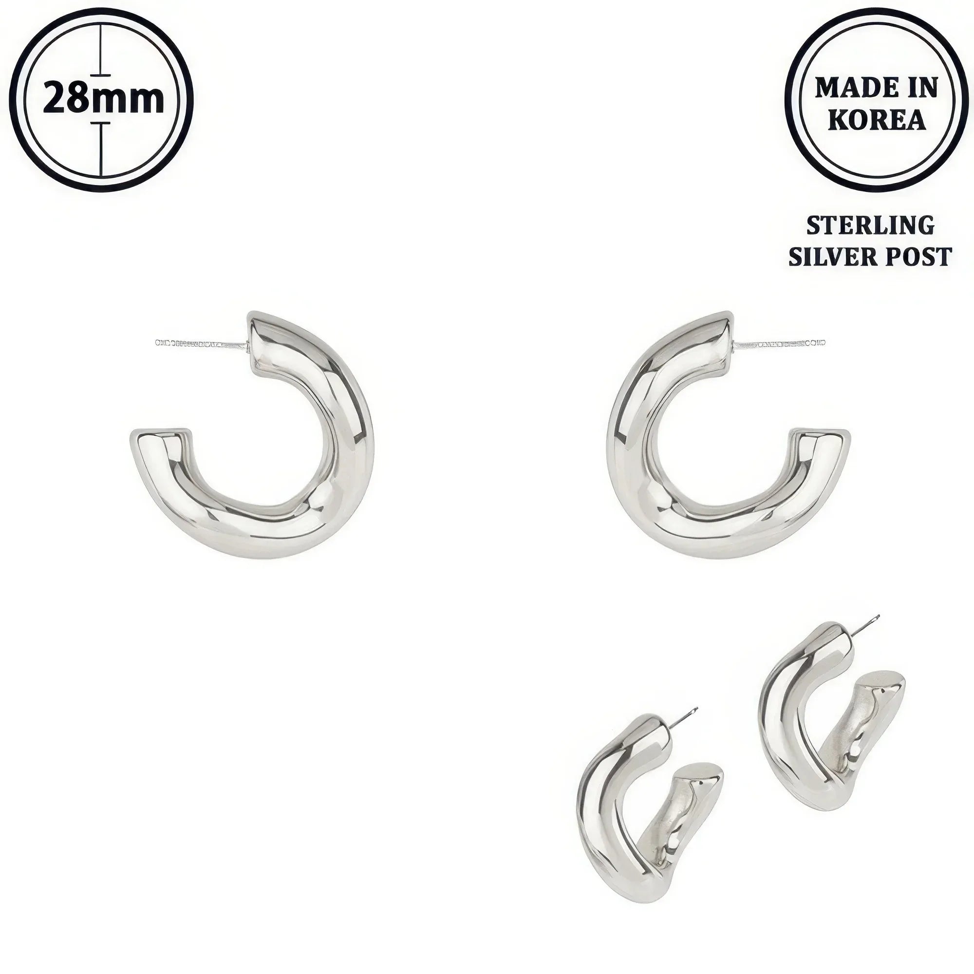Flash-plated Tubed C-hoop Earrings Secondary image