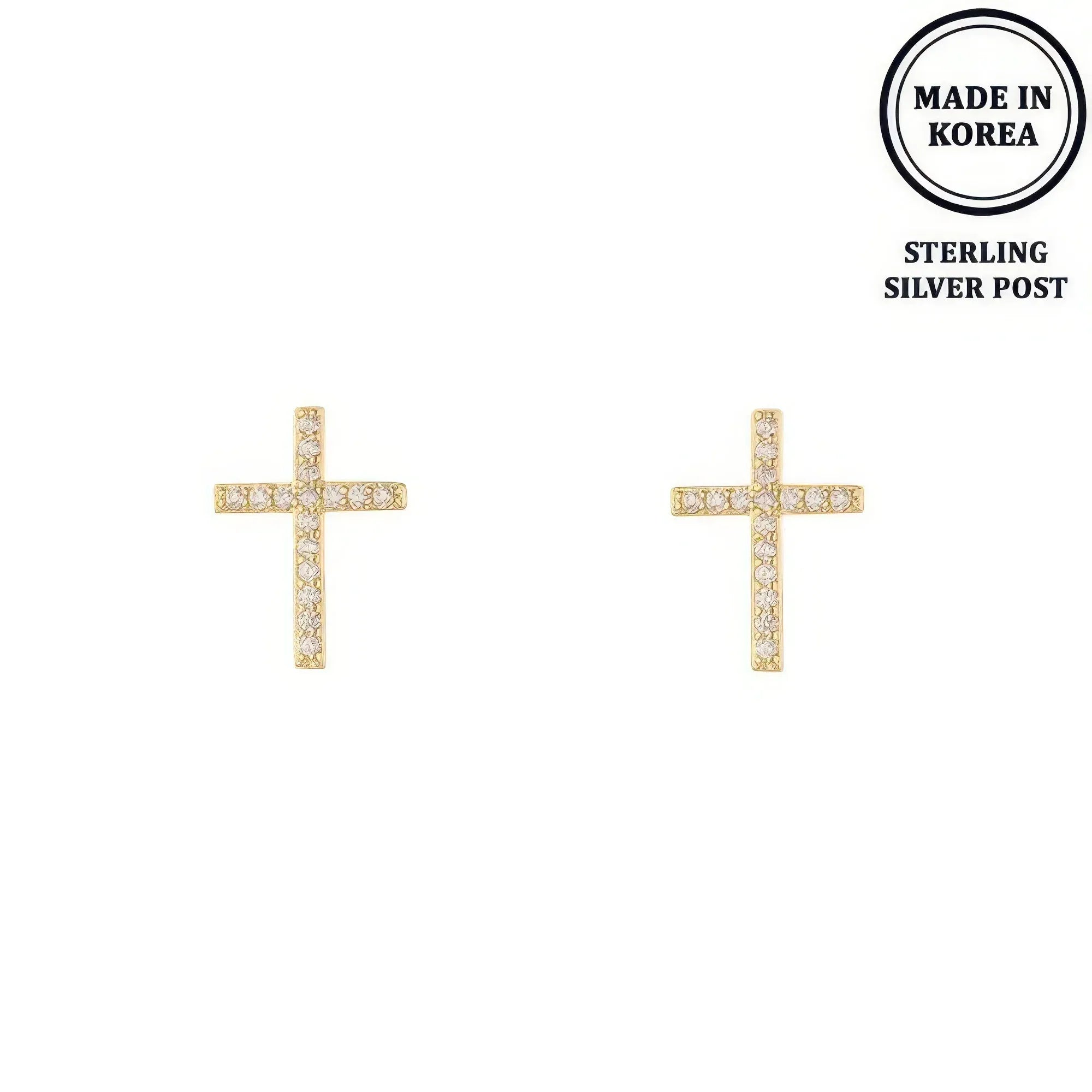 Flash-plated Crystal Pave Cross Earrings | Mixtshop LLC Main image