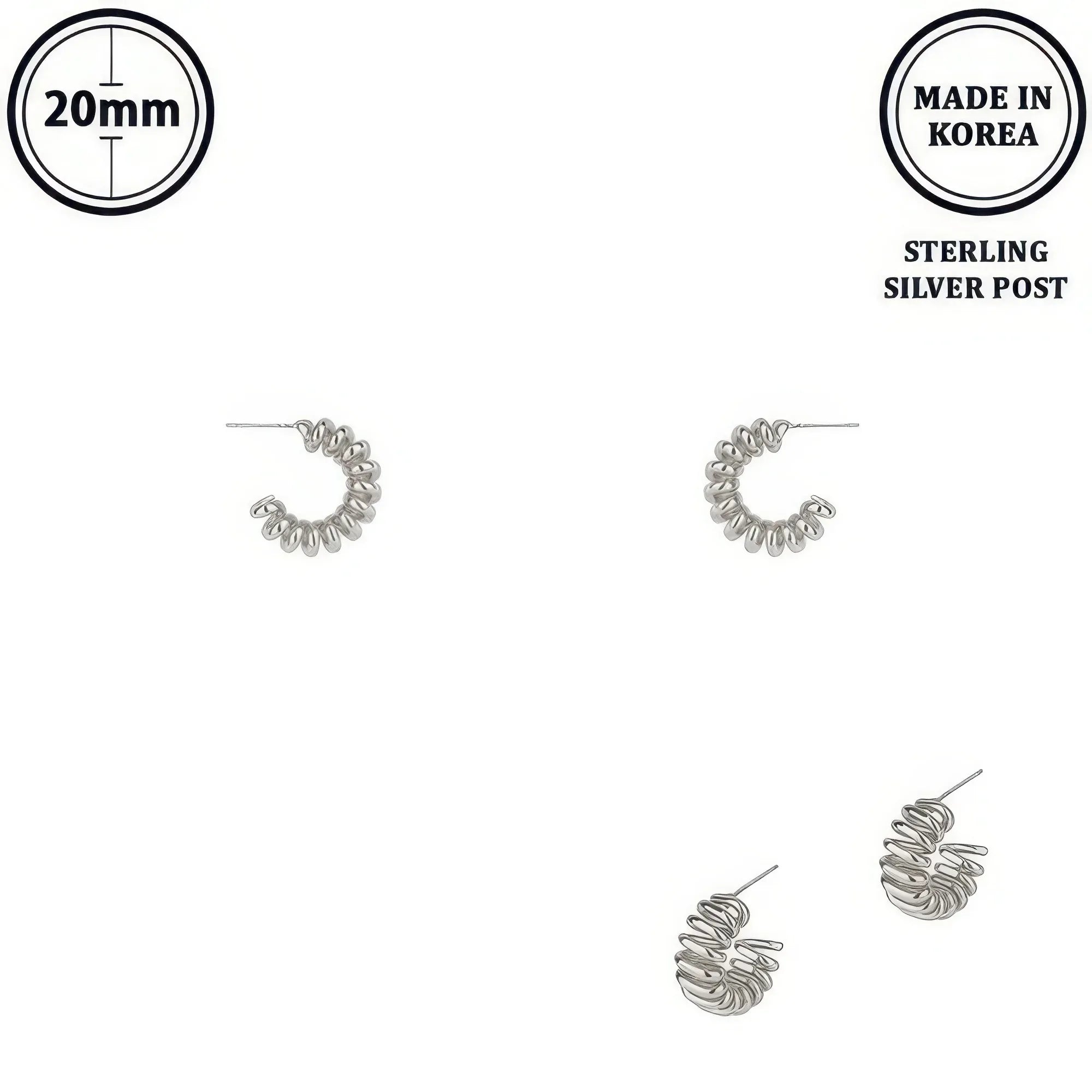 Flash-plated Ribbed Huggie Hoop Earrings Secondary image