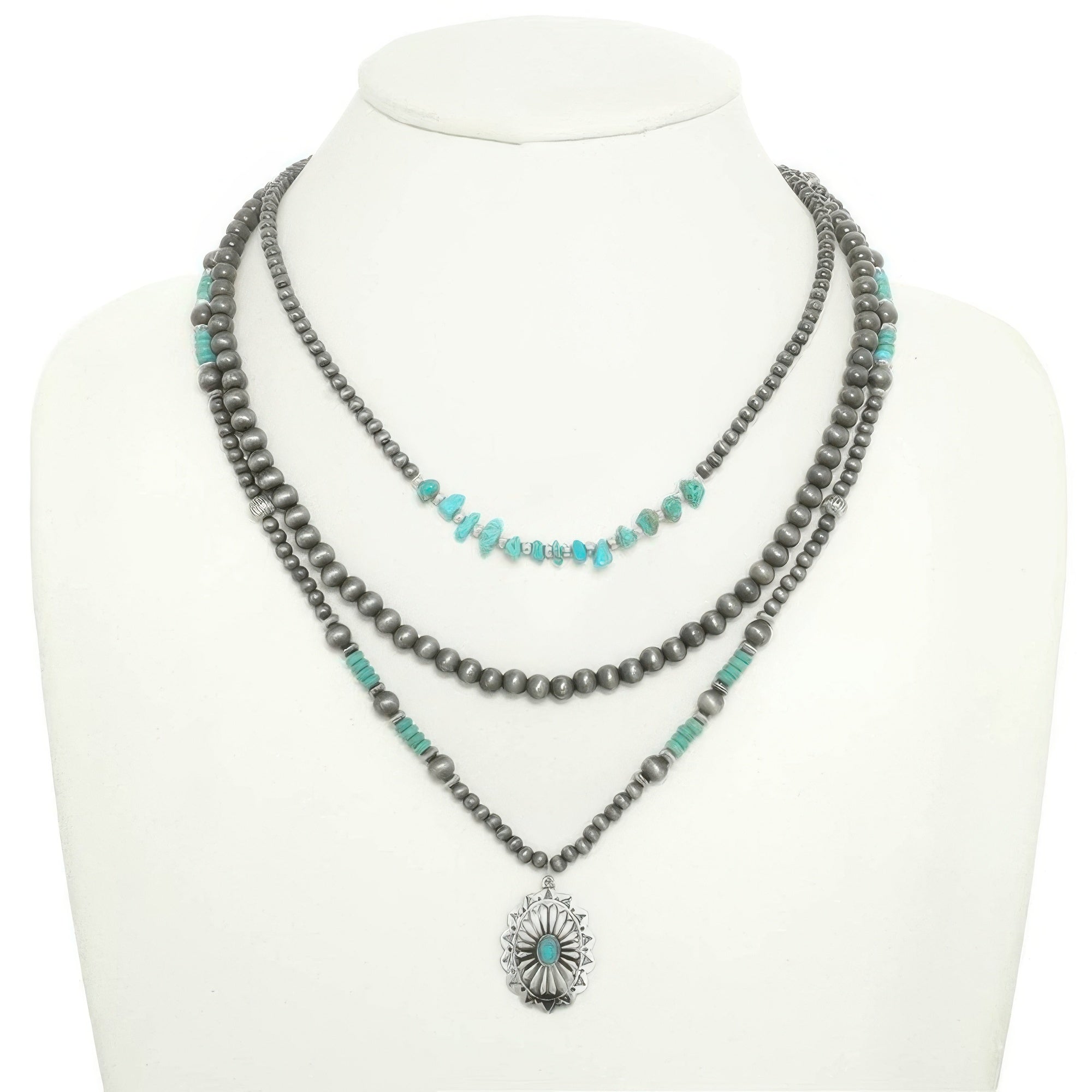 Western Floral Pendant Necklace Set Secondary image