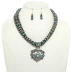 Western Turquoise Heart Pendant Necklace Set | Mixtshop LLC
