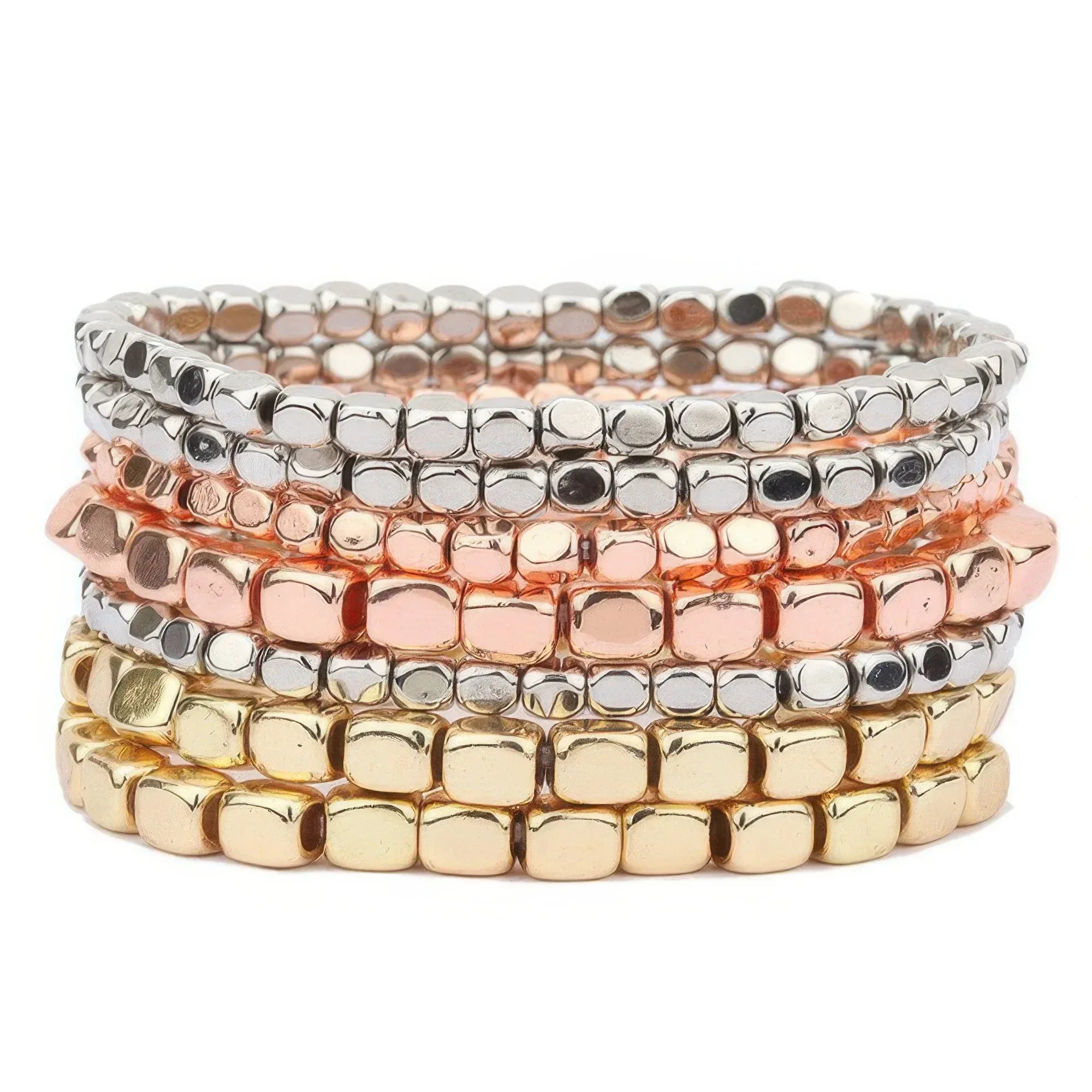 Metallic Cube Bead Bracelet Set | Mixtshop LLC