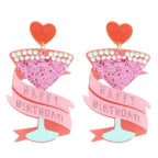 Happy Birthday Post Dangle Earrings | Mixtshop LLC