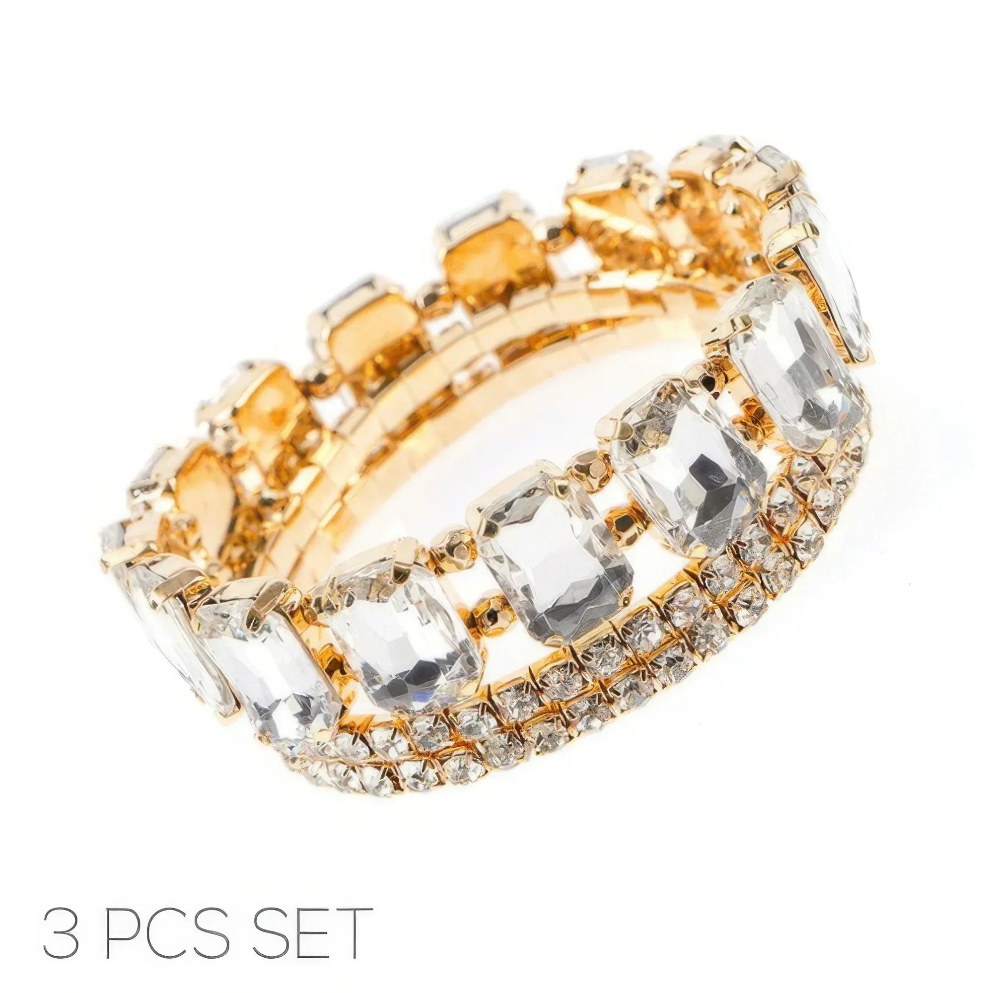 Multi-cut Prong-set Crystal Bracelet Set | Mixtshop LLC
