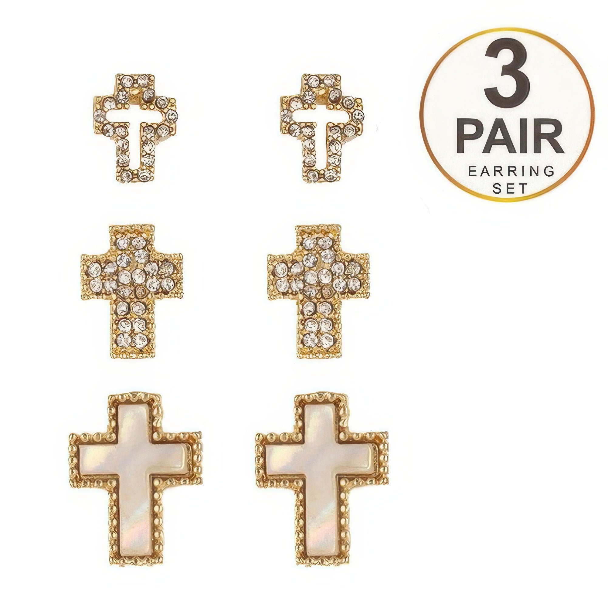 3-pair Latin Cross Earring Set Secondary image