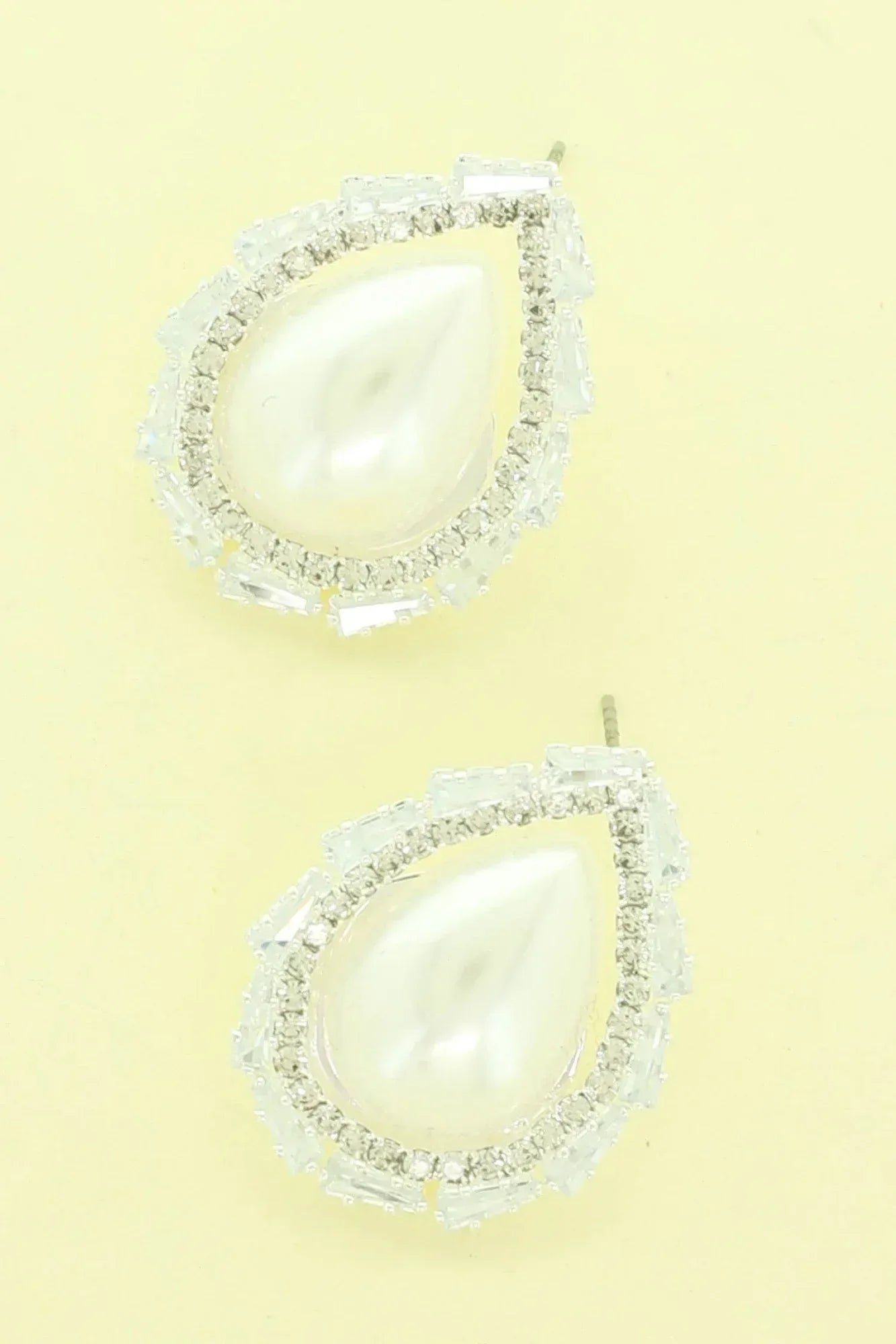 Cz Bezeled Drop-shaped Pearl Earrings | Mixtshop LLC Main image