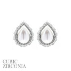 Cz Bezeled Drop-shaped Pearl Earrings | Mixtshop LLC
