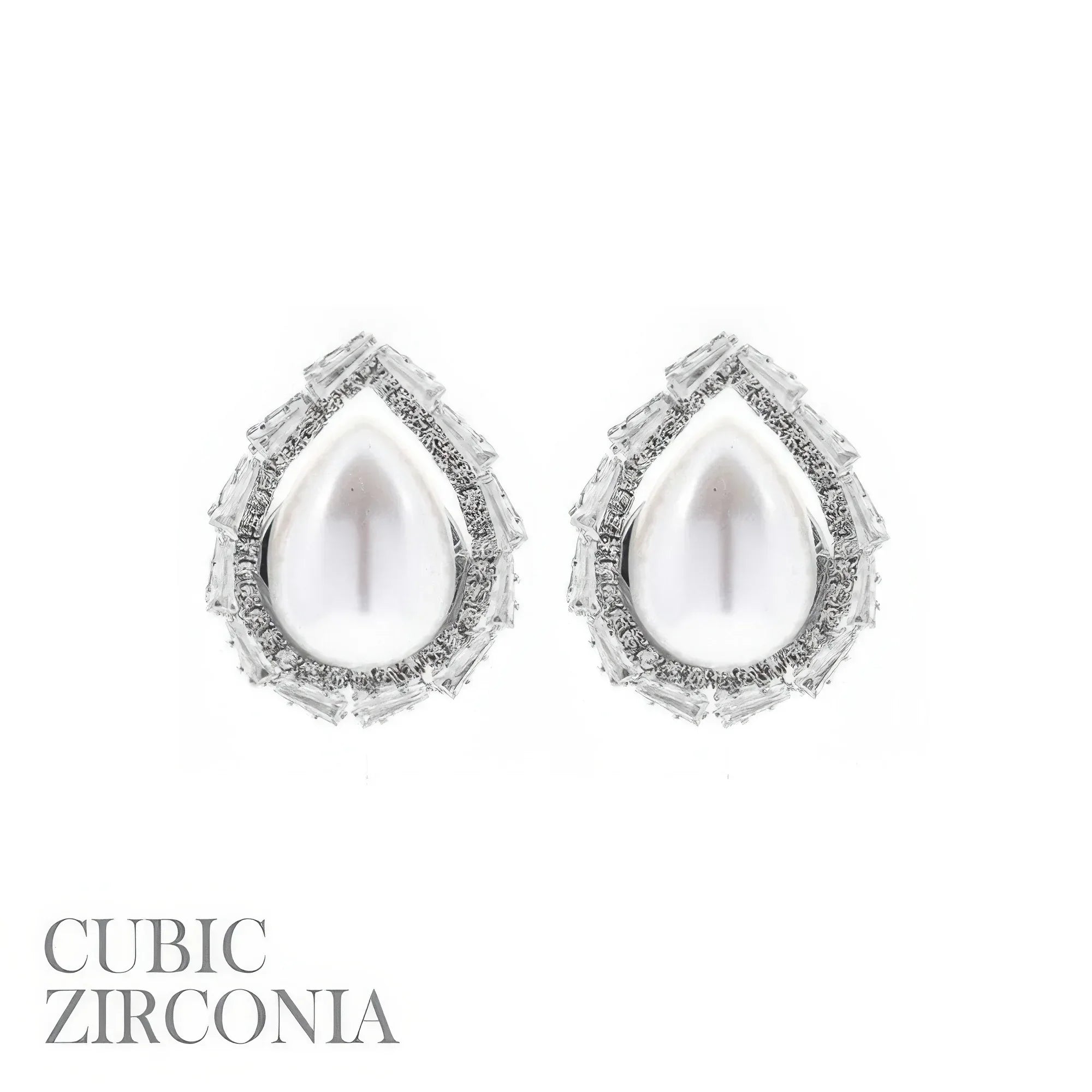 Cz Bezeled Drop-shaped Pearl Earrings | Mixtshop LLC
