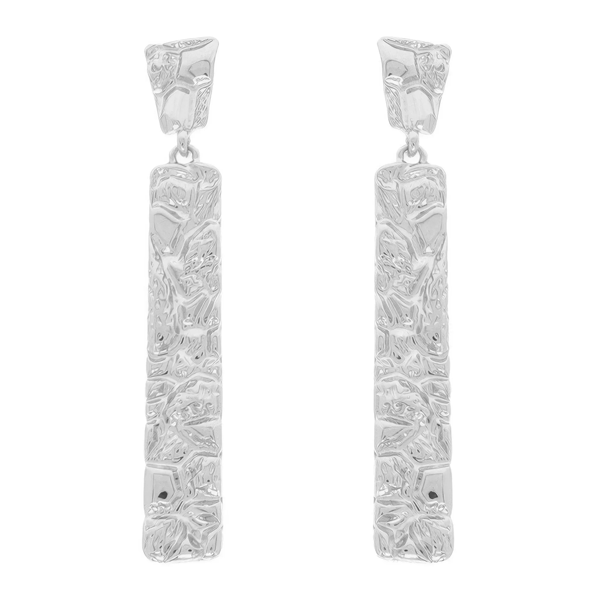 Rough Finish Vertical Bar Post Earrings Secondary image