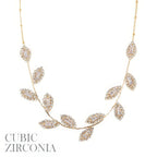 Cz Pave Leaf Chain Necklace | Mixtshop LLC
