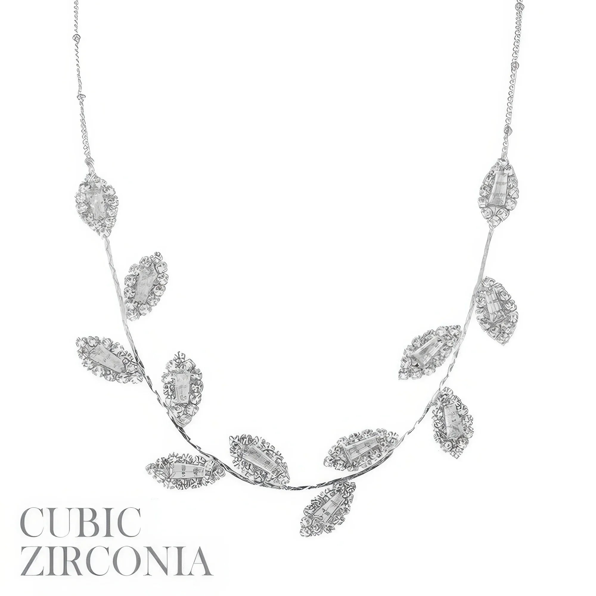 Cz Pave Leaf Chain Necklace Secondary image