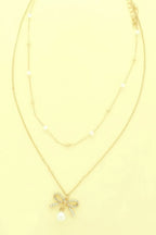 Dual-strand Jewled Bow Pendant Necklace | Mixtshop LLC