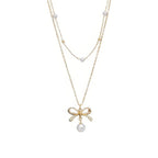 Dual-strand Jewled Bow Pendant Necklace | Mixtshop LLC
