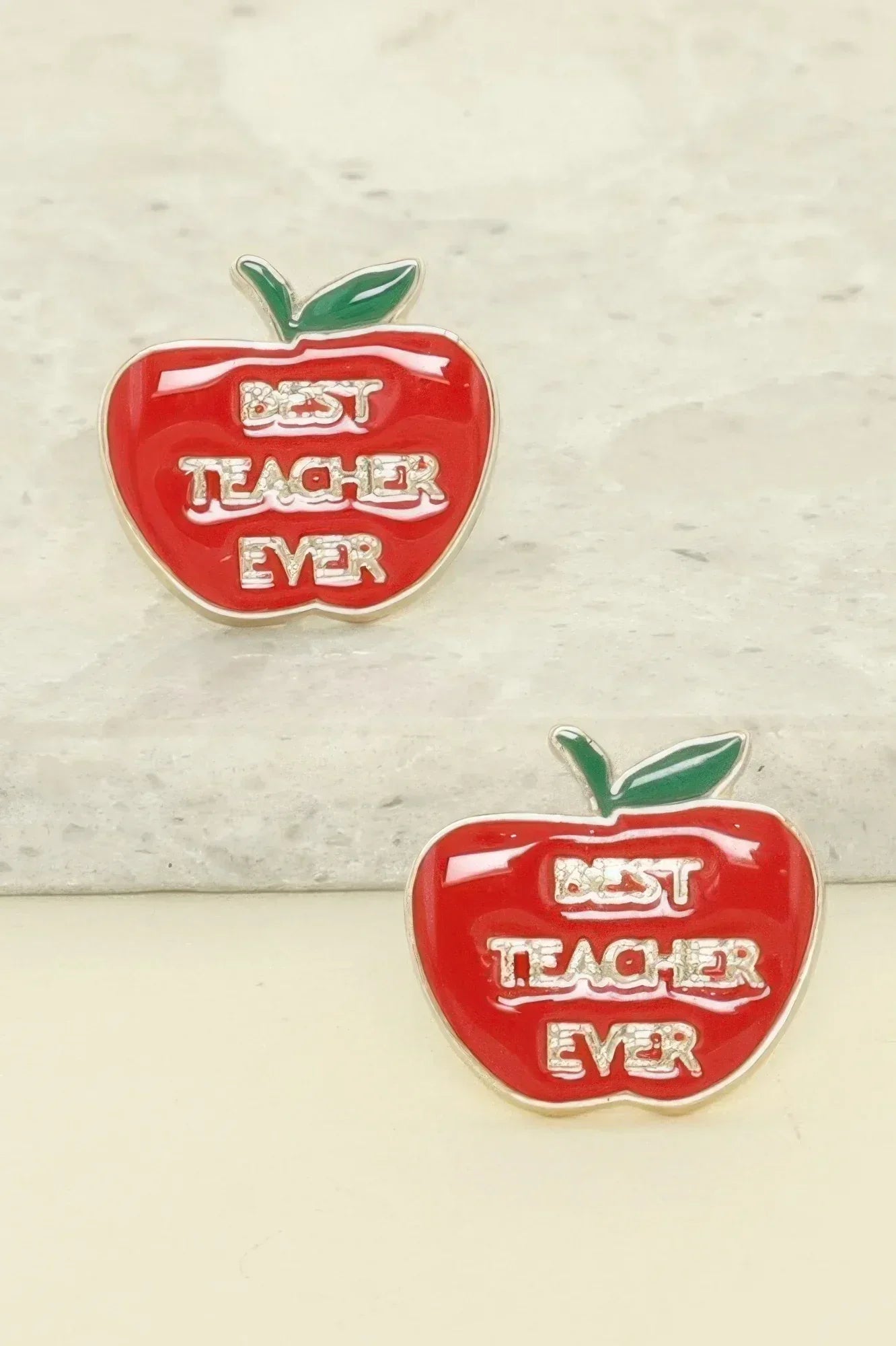 Best Teacher Ever Apple Stud Earrings | Mixtshop LLC Main image