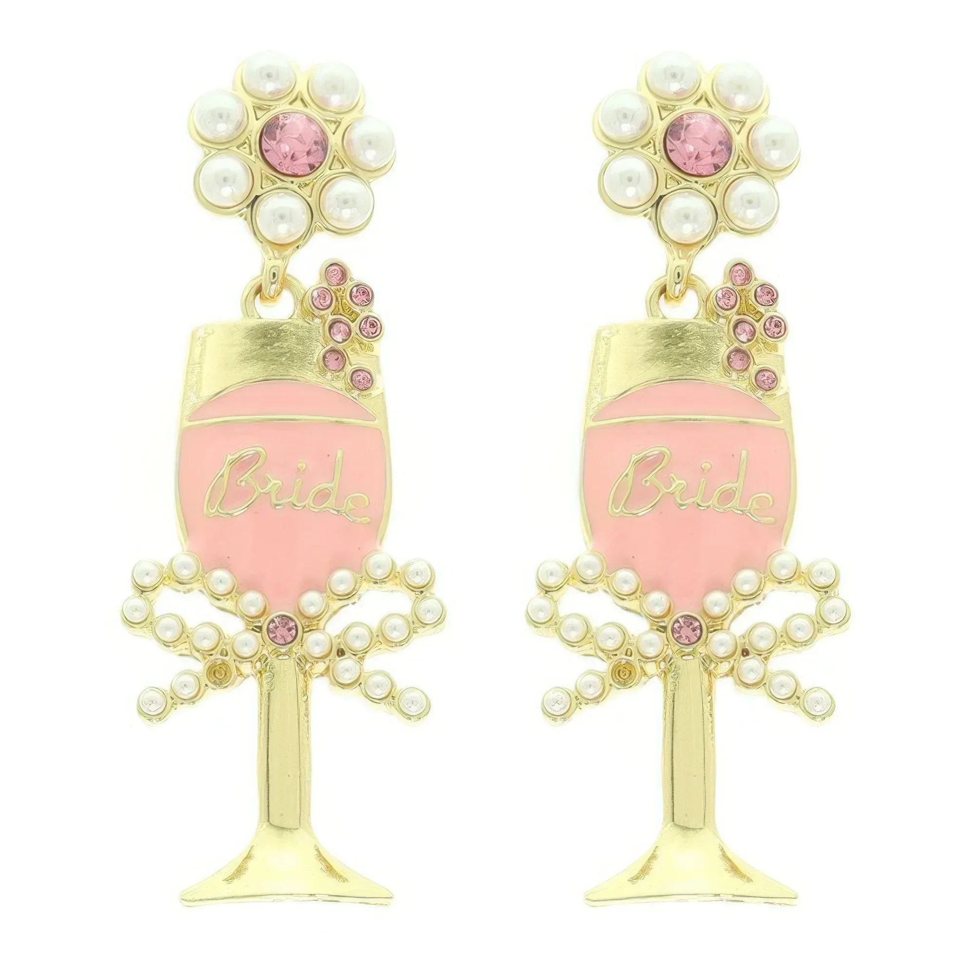 Bride Champagne Glass Word Earrings | Mixtshop LLC