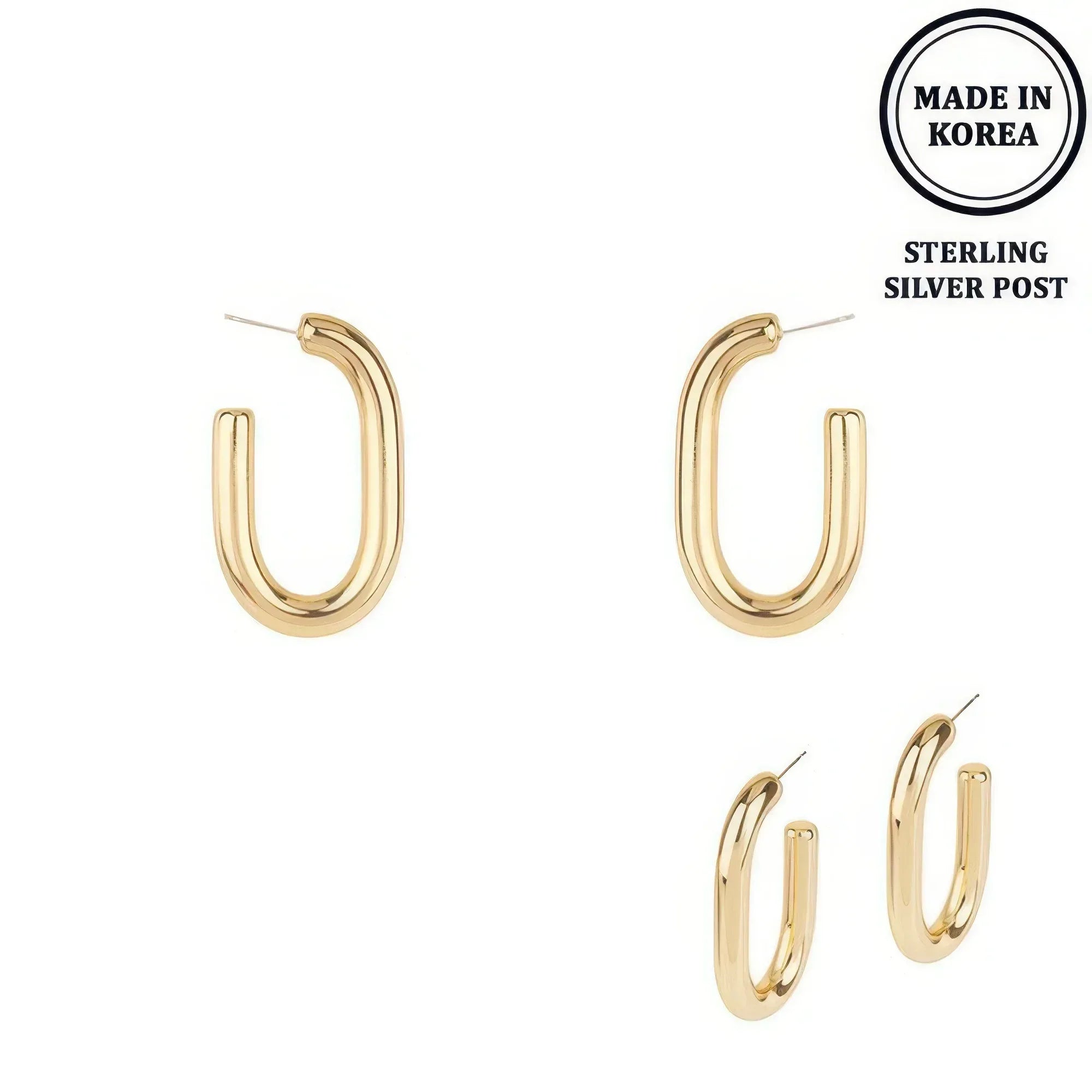 Flash-plated Oval Hoop Earrings | Mixtshop LLC Main image