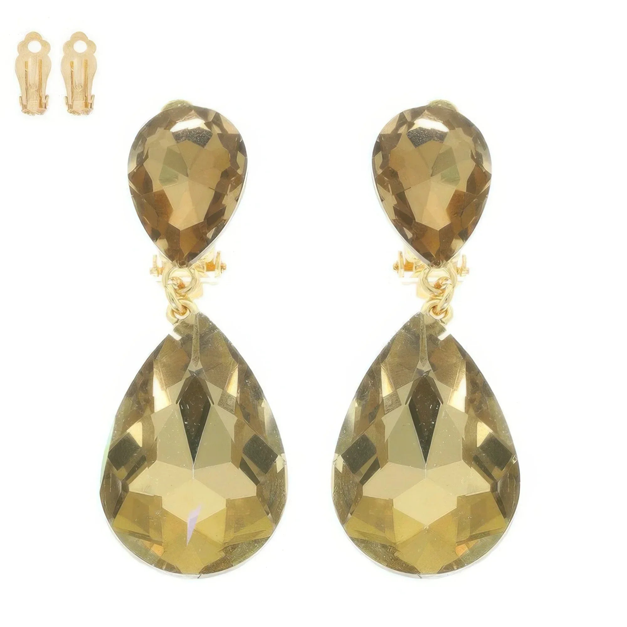 Teardrop-cut Crystal Clip On Earrings | Mixtshop LLC