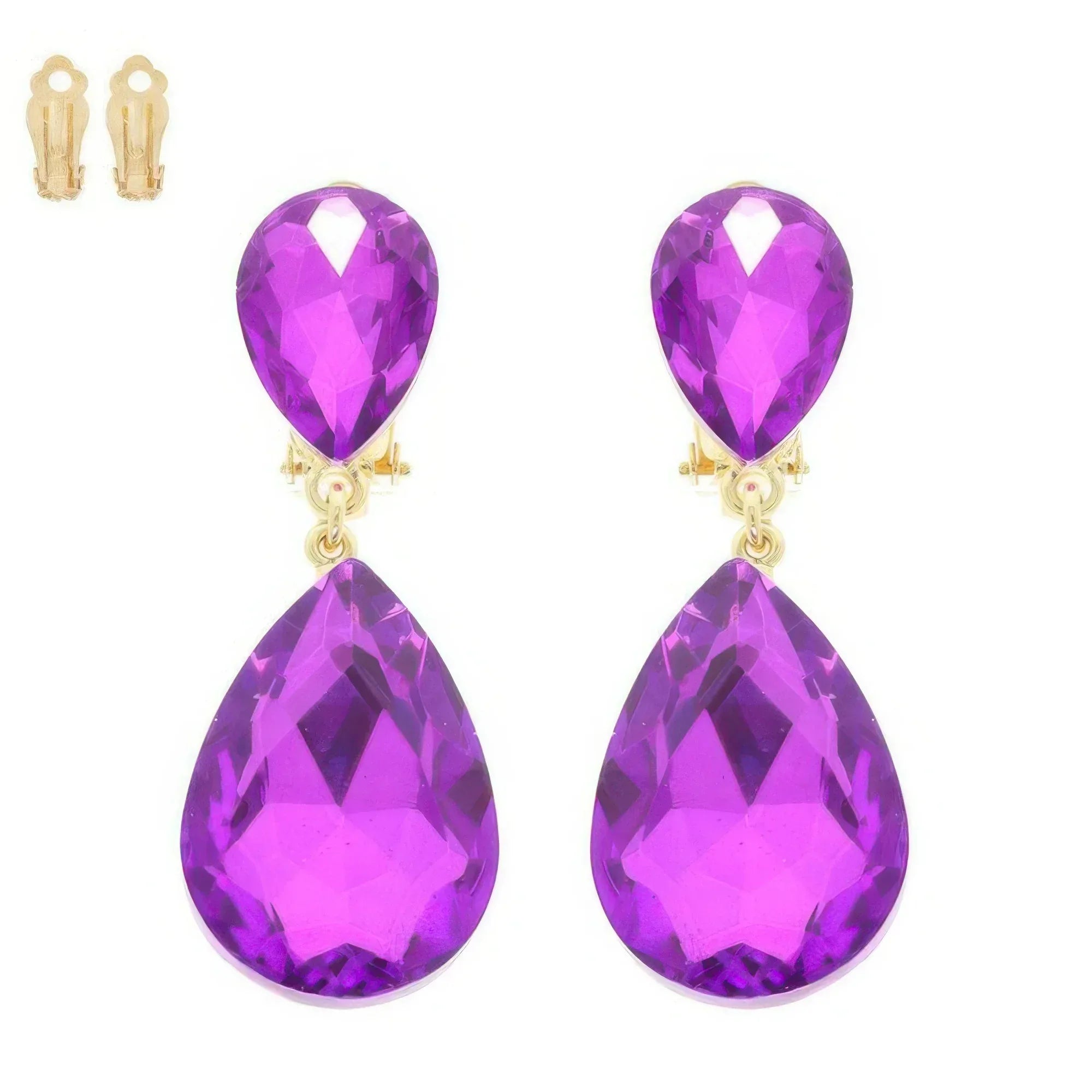 Teardrop-cut Crystal Clip On Earrings | Mixtshop LLC