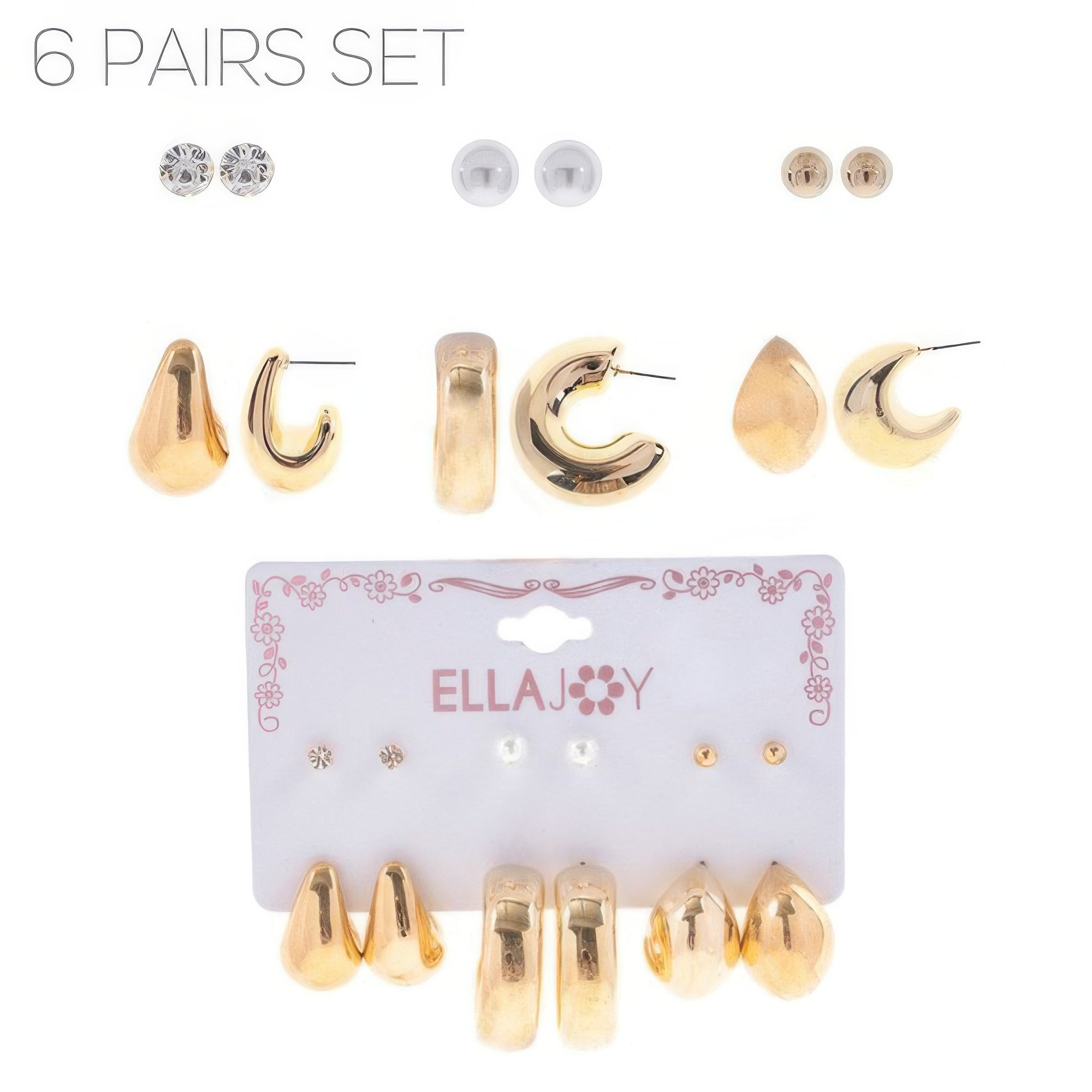 6 Pair Hoop And Stud Earring Set Secondary image