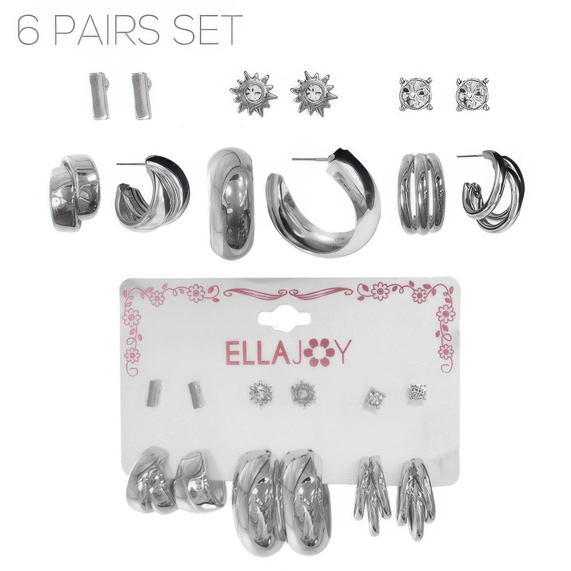 6 Pair Hoop And Stud Earring Set Secondary image