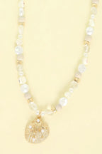 Scallop Shell Pendant Pearl Bead Necklace | Mixtshop LLC