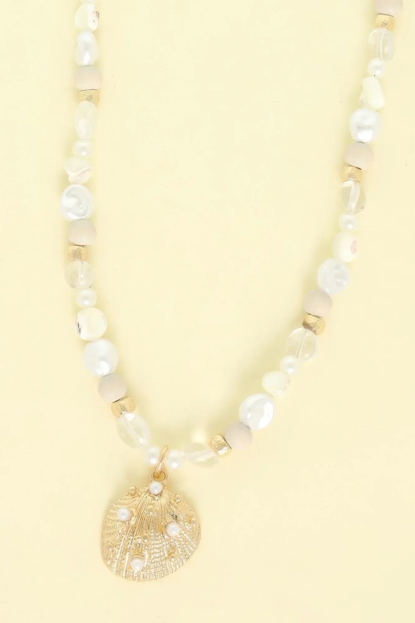 Scallop Shell Pendant Pearl Bead Necklace | Mixtshop LLC