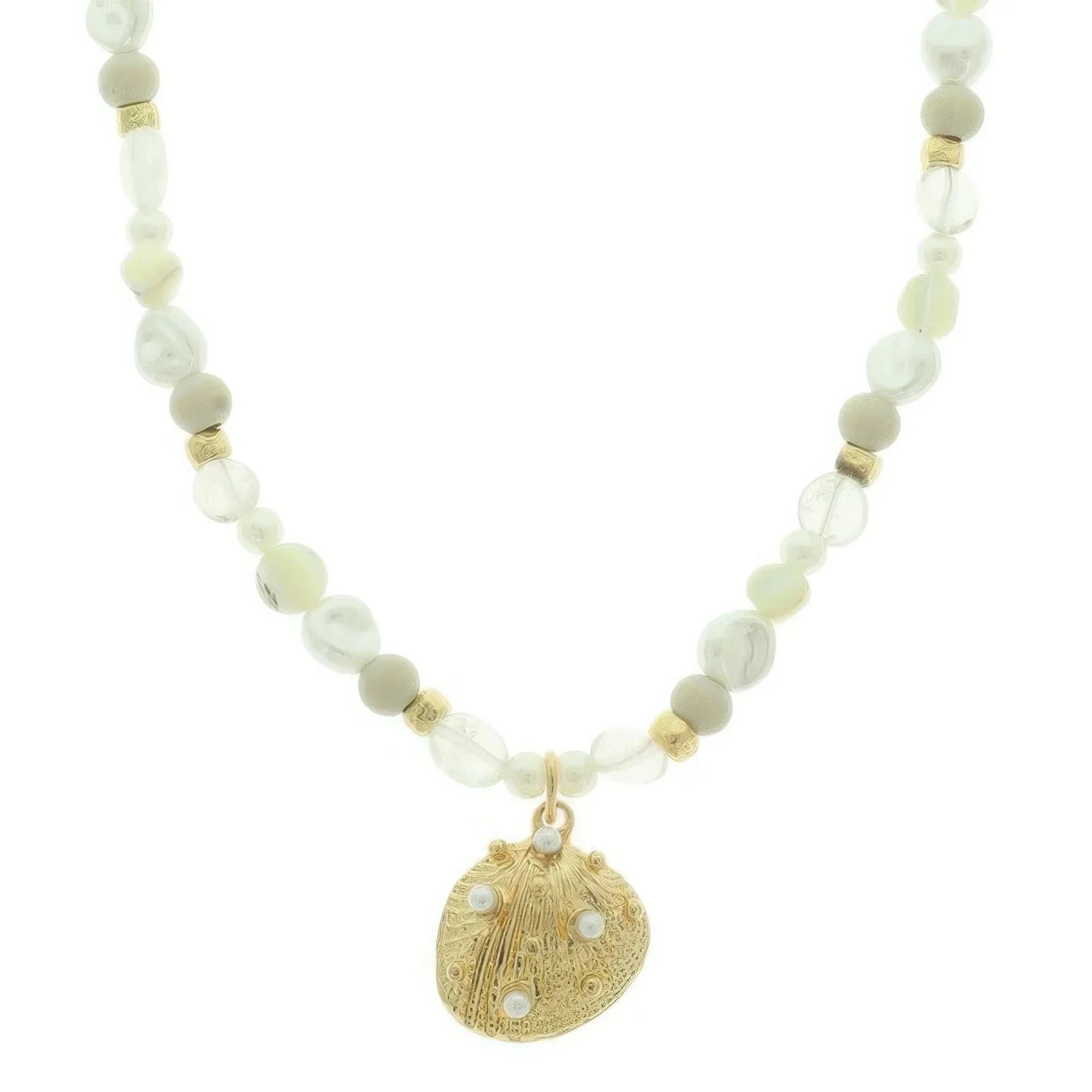 Scallop Shell Pendant Pearl Bead Necklace Secondary image
